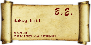 Bakay Emil névjegykártya